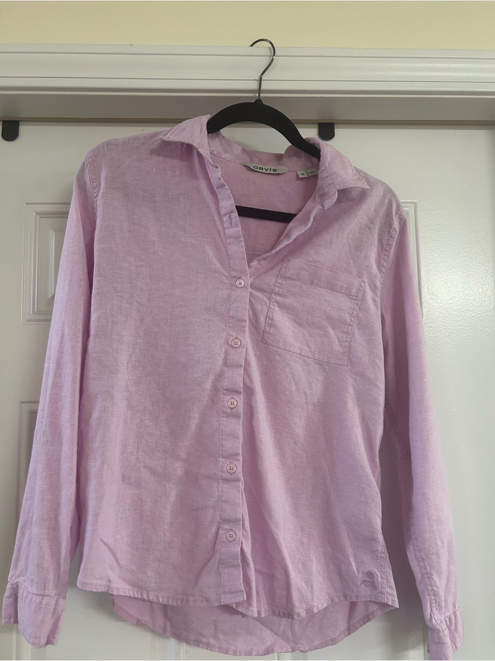 Orvis Light Pink Linen Button-Down Shirt